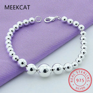 925 Silver Full Heart Bracelet Hand Chain Wristband