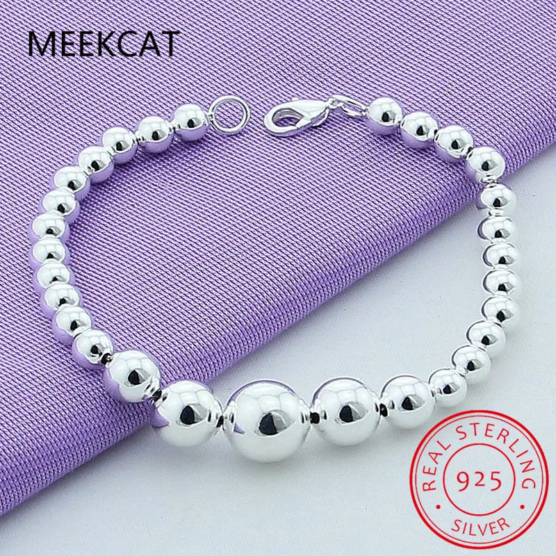 925 Silver Full Heart Bracelet Hand Chain Wristband