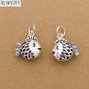 925 Silver Fish Charm DIY Bracelet Charm Good Luck Fish Small Pendant