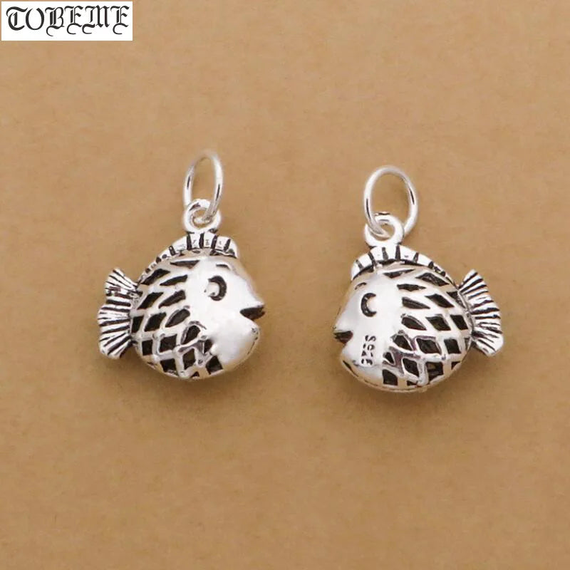 925 Silver Fish Charm DIY Bracelet Charm Good Luck Fish Small Pendant