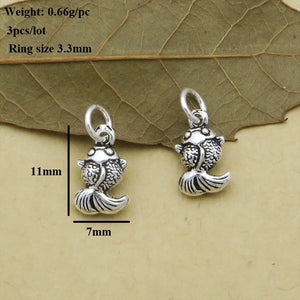 925 Silver Fish Charm DIY Bracelet Lucky Fish Small Pendant