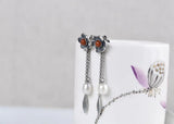 925 Silver Flower Bohemia Earrings 925 Sterling Agate Women Earrings