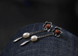925 Silver Flower Bohemia Earrings 925 Sterling Agate Women Earrings