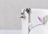 925 Silver Flower Bohemia Earrings 925 Sterling Agate Women Earrings