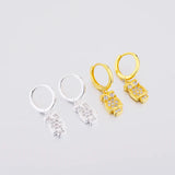 925 Silver Owl Cubic Zirconia Hoop Earring for Women