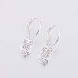 925 Silver Owl Cubic Zirconia Hoop Earring for Women