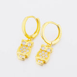 925 Silver Owl Cubic Zirconia Hoop Earring for Women