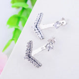925 Silver Geometric Zirconia Stud Earring Brinco Pendientes