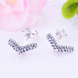 925 Silver Geometric Zirconia Stud Earring Brinco Pendientes