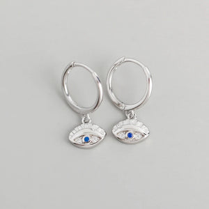 925 Silver Evil Eye Hoop Earring Women Gift Oorbellen