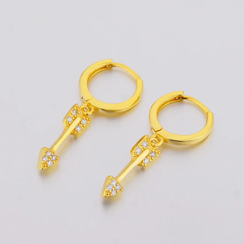 925 Silver Cupid Arrow Zircon Piercing Hoop Earring