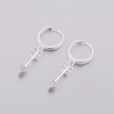 925 Silver Cupid Arrow Zircon Piercing Hoop Earring
