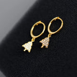 925 Silver Pine Christmas Tree Zircon Pendant Hoop Earring