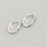925 Silver Rainbow Zirconia Hoop Earrings for Women