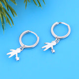 925 Silver Small Boy With Star Hoop Earring For Women