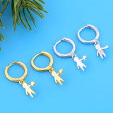 925 Silver Small Boy With Star Hoop Earring For Women