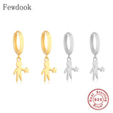 925 Silver Small Boy With Star Hoop Earring For Women
