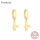 925 Silver Small Boy With Star Hoop Earring For Women