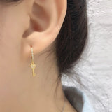 925 Silver Heart Key Zirconia Hoop Earring Women Oorbellen