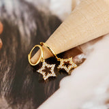 925 Silver Star Zircon Crystal Hoop Earrings for Women