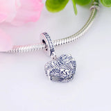 925 Silver Heart House Window Mushroom Bead Pendant