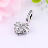 925 Silver Heart House Window Mushroom Bead Pendant