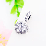 925 Silver Heart House Window Mushroom Bead Pendant