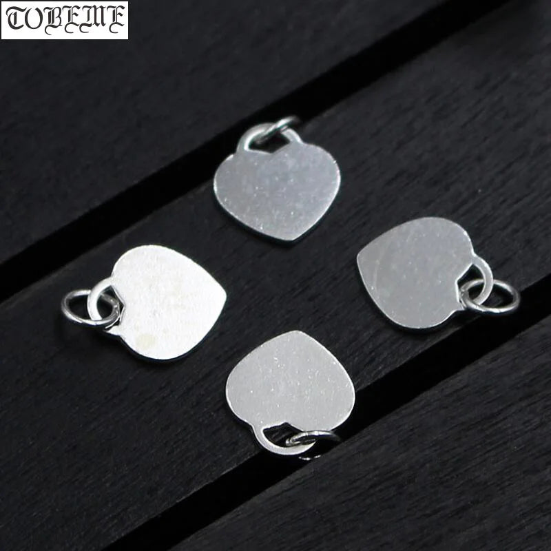 925 Silver Heart Charm 925 Sterling Silver Small Heart Pendant DIY Jewelry