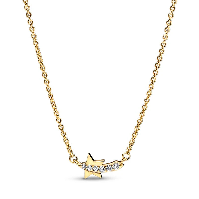 925 Silver Snowflake Meteorite Rectangle Pendant Necklace Women Jewelry Gift