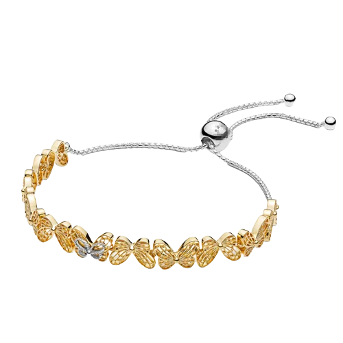925 Silver Bee Shine Openwork Butterflies Bee Bracelet