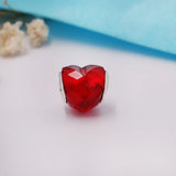 925 Silver High Logo Heart Shape Colorful Glass Charm DIY Bracelet Gift