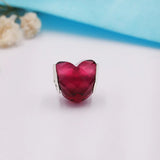925 Silver High Logo Heart Shape Colorful Glass Charm DIY Bracelet Gift