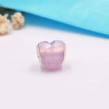 925 Silver High Logo Heart Shape Colorful Glass Charm DIY Bracelet Gift