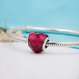 925 Silver High Logo Heart Shape Colorful Glass Charm DIY Bracelet Gift