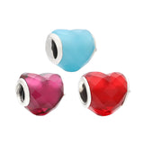 925 Silver High Logo Heart Shape Colorful Glass Charm DIY Bracelet Gift