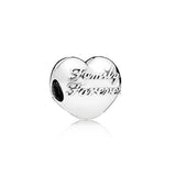 925 Silver Vintage Heart Lettering Hollow Clip Charm DIY Bracelet