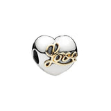 925 Silver Vintage Heart Lettering Hollow Clip Charm DIY Bracelet