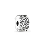 925 Silver Vintage Heart Lettering Hollow Clip Charm DIY Bracelet