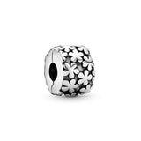 925 Silver Vintage Heart Lettering Hollow Clip Charm DIY Bracelet