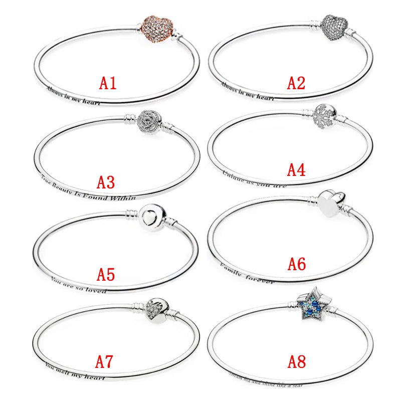 925 Silver Pave Heart Beauty Beast Rose Flower Bracelet For DIY Girls Jewelry