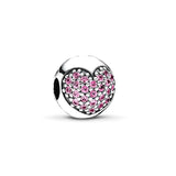 925 Silver High Logo Colorful Heart Pave Holder Clip for Bracelet Gift