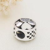 925 Silver Heart Cutout Family Charm DIY Bracelet Women's Jewelry