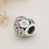 925 Silver Heart Cutout Family Charm DIY Bracelet Women's Jewelry