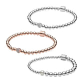 925 Silver Round Beads and Pav? Pearl Bracelet for Women