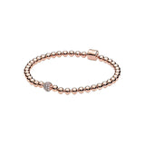 925 Silver Round Beads and Pav? Pearl Bracelet for Women