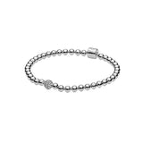 925 Silver Round Beads and Pav? Pearl Bracelet for Women