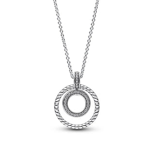 925 Silver I-D Pav? & Beaded Ring Necklace Set Women's DIY Bracelet