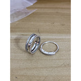 925 Silver I-D Pav? & Beaded Ring Necklace Set Women's DIY Bracelet
