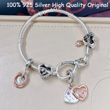 925 Silver I-D Pav? & Beaded Ring Necklace Set Women's DIY Bracelet