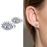 925 Silver Hoop Earring Pave CZ Star Moon Feather Wedding Party Jewelry